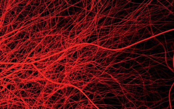 Rotes Liniennetz vor schwarzem Grund